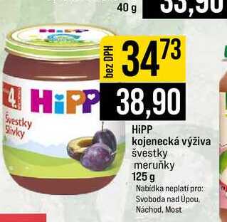 HiPP kojenecká výživa švestky meruňky 125 g 
