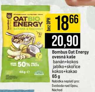 Bombus Oat Energy ovesná kaše banán+kokos jablko+skořice kokos+kakao 65 g 