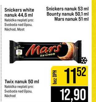 Snickers nanuk 53 ml Bounty nanuk 50,1 ml Mars nanuk 51 ml Mars Twix nanuk 50 ml