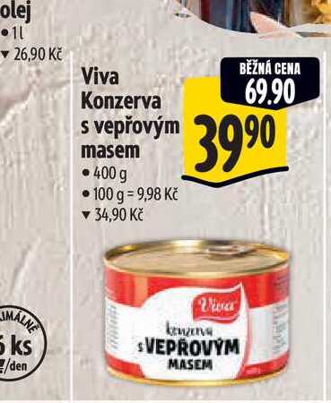 Viva Konzerva s vepřovým masem 400 g