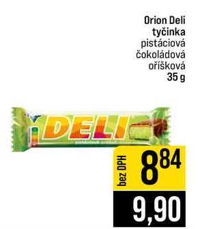 Orion Deli tyčinka pistáciová čokoládová oříšková 35 g 
