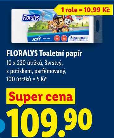 FLORALYS Toaletní papír, 10 x 220 útržků