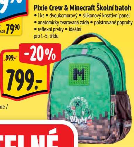 Pixie Crew & Minecraft Školní batoh