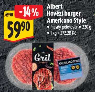 Albert Hovězí burger Americano Style, 220 g