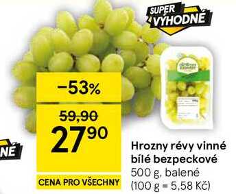 Hrozny révy vinné bílé bezpeckové, 500 g, balené  