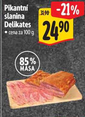 Pikantní slanina Delikates, cena za 100 g 