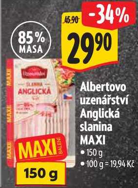 Albertovo uzenářství Anglická slanina MAXI, 150 g 