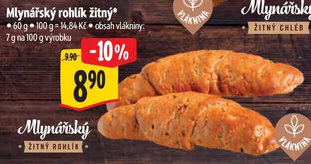 Mlynářský rohlík žitný, 60 g
