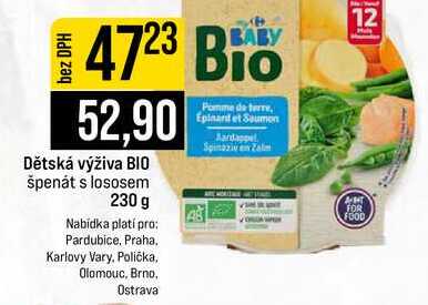 Dětská výživa BIO špenát s lososem 230 g