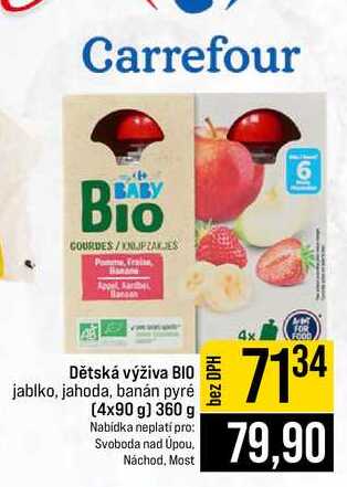 Dětská výživa BIO jablko, jahoda, banán pyré 4x90 g 360 g
