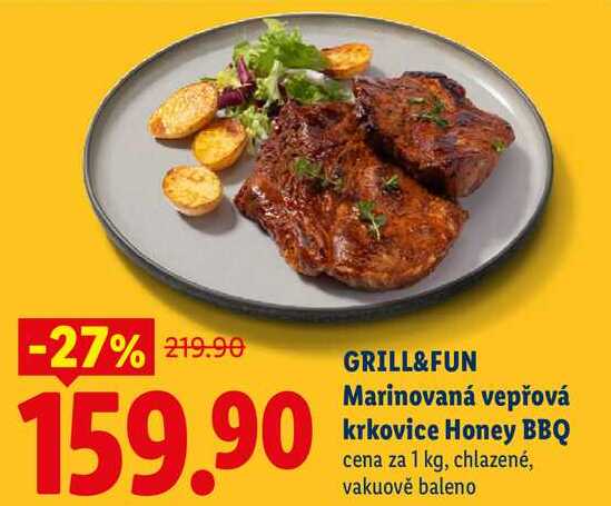 GRILL&FUN Marinovaná vepřová krkovice Honey BBQ, cena za 1 kg