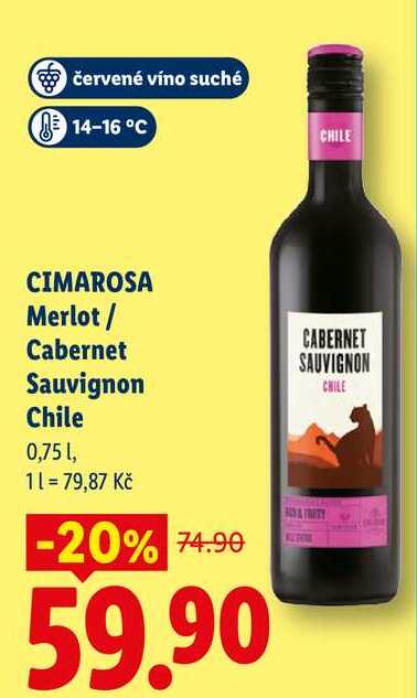 CIMAROSA Merlot/Cabernet Sauvignon Chile, 0,75 l