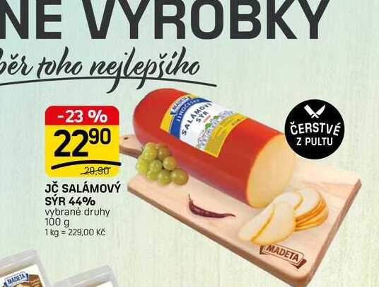 JČ SALAMOVÝ SÝR 44% vybrané druhy 100 g