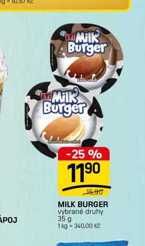 MILK BURGER vybrané druhy 35 g