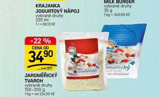 JAROMĚŘICKÝ TVAROH vybrané druhy 150-200 g