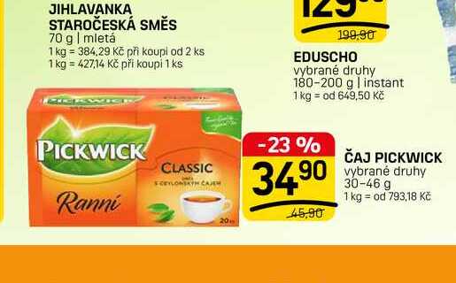 ČAJ PICKWICK vybrané druhy 30-46 g