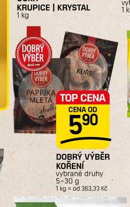 DOBRÝ VÝBĚR KOŘENÍ vybrané druhy 5-30 g