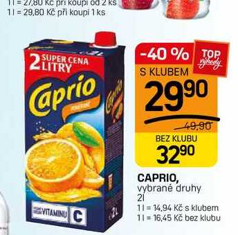 CAPRIO, vybrané druhy 2l