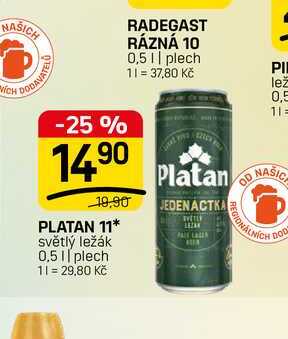 PLATAN 11* světlý ležák 0,51 plech