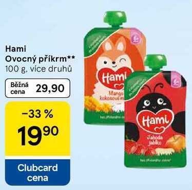 Hami Ovocný příkrm, 100 g, více druhů