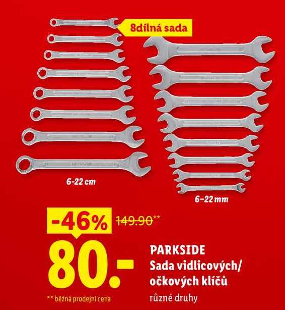 PARKSIDE Sada vidlicových/očkových klíčů