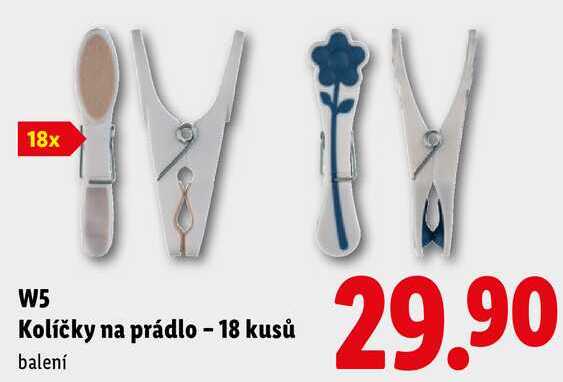 W5 Kolíčky na prádlo - 18 kusů 