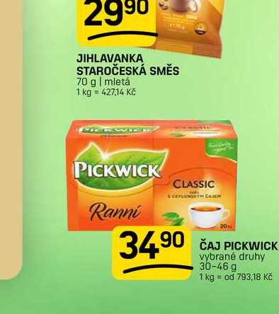 ČAJ PICKWICK vybrané druhy 30-46 g