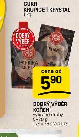 DOBRÝ VÝBĚR KOŘENÍ vybrané druhy 5-30 g