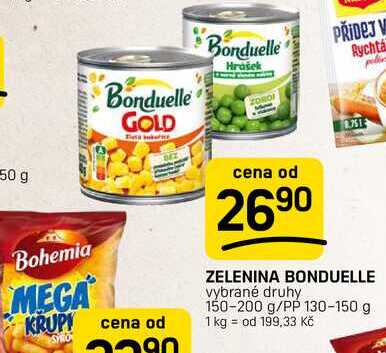 ZELENINA BONDUELLE vybrané druhy 150-200 g/PP 130-150 g