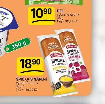 ŠPIČKA S NÁPLNÍ vybrané druhy KREMOWO 100 g