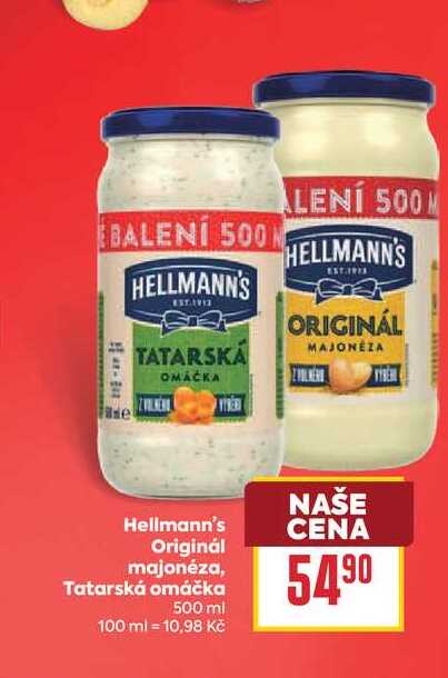 Hellmann's Originál majonéza, Tatarská omáčka 500 ml 