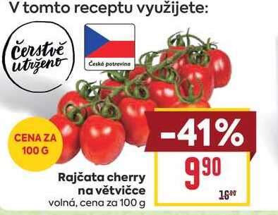 Rajčata cherry na větvičce volná, cena za 100 g 