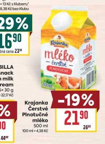 Krajanka Čerstvé Plnotučné mléko 500 ml