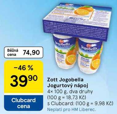 Zott Jogobella Jogurtový nápoj, 4x 100 g, dva druhy 