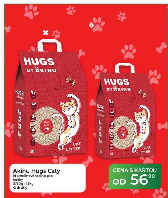 Akinu Hugs Caty křemelinové stelivo pro kočky 3750g-15kg