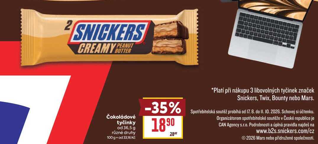 Čokoládové tyčinky od 36,5 g