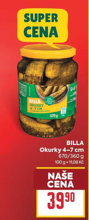 BILLA Okurky 4-7 cm 670/360 g