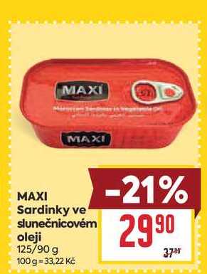 MAXI Sardinky ve slunečnicovém oleji 125/90 g