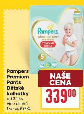 Pampers Premium Pants Dětské kalhotky od 34 ks