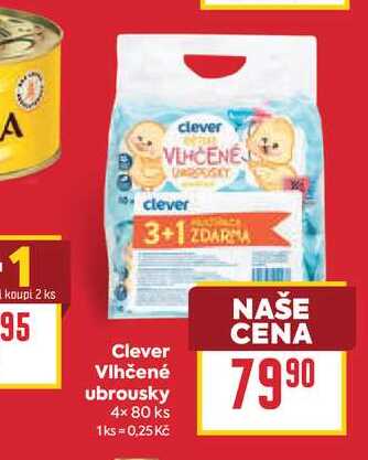 Clever Vlhčené ubrousky 4x80
