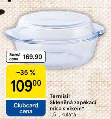 Termisil Skleněná zapékací mísa s víkem, 1,5 l, kulatá