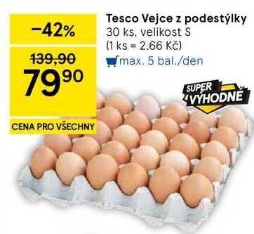 Tesco Vejce z podestýlky, 30 ks, velikost S 