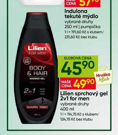 Lilien sprchový gel 2v1 for men vybrané druhy 400 ml