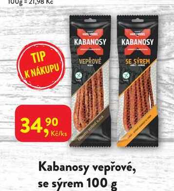Kabanosy vepřové, se sýrem 100 g