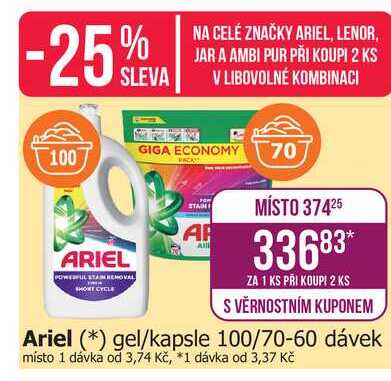 Ariel gel/kapsle 100/70-60 dávek
