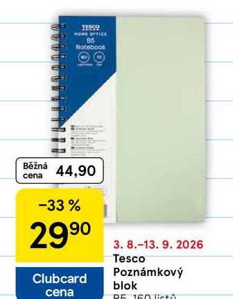Tesco Poznámkový blok B5, 160 listů