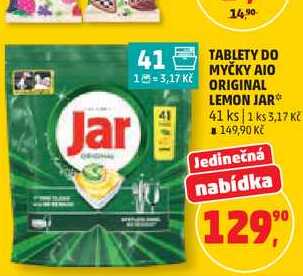 TABLETY DO MYČKY AIO ORIGINAL LEMON JAR, 41 ks