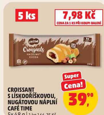 CROISSANT S LÍSKOOŘÍŠKOVOU, NUGÁTOVOU NÁPLNÍ CAFÉ TIME, 5x48 g