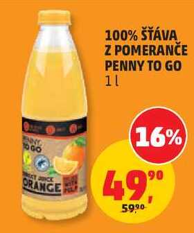 100 % ŠŤÁVA Z POMERANČE PENNY TO GO, 1 l
