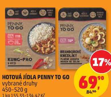 HOTOVÁ JÍDLA PENNY TO GO vybrané druhy, 450-520 g